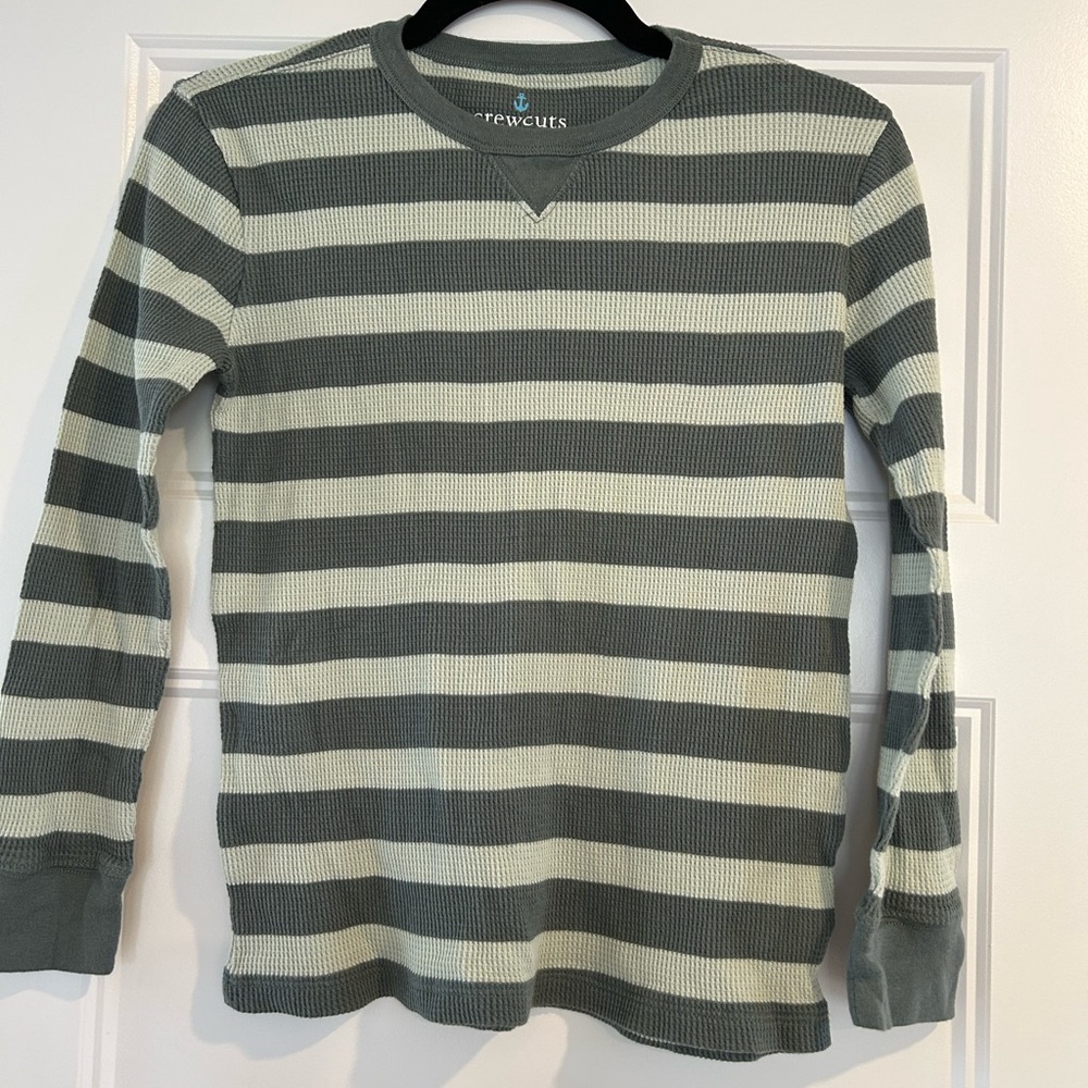 Crewcuts Green and White Striped Youth’s Shirt